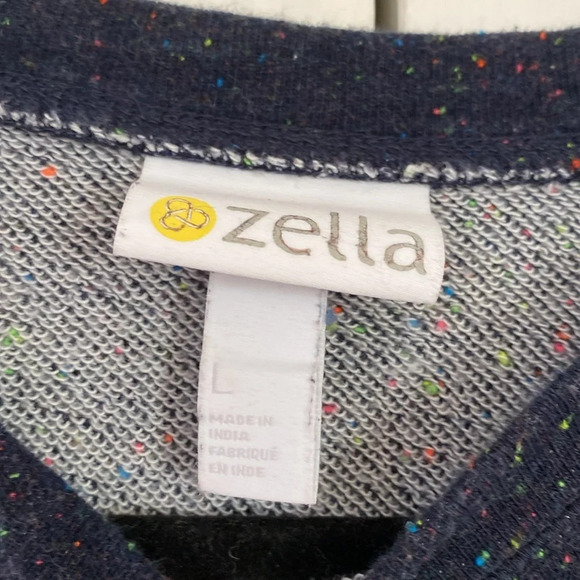 Zella Navy Highlighter Neon Confetti Splatter Sweatshirt Size Large Athleisure - Picture 5 of 9